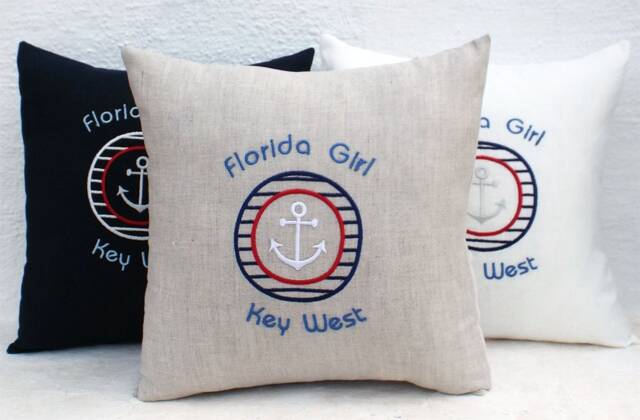 Custom Boat Name, Trio Name Nautical Pillowcase, Anchor Pillow, Personalized, Embroidered Pillow Cover, Boat Beach House, Lake, Nautical Gift, Yacht - image 1