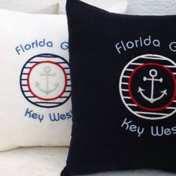 Custom Boat Name, Trio Name Nautical Pillowcase, Anchor Pillow, Personalized, Embroidered Pillow Cover, Boat Beach House, Lake, Nautical Gift, Yacht - thumbnail 3