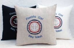Custom Boat Name, Trio Name Nautical Pillowcase, Anchor Pillow, Personalized, Embroidered Pillow Cover, Boat Beach House, Lake, Nautical Gift, Yacht - thumbnail 1