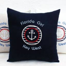 Custom Boat Name, Trio Name Nautical Pillowcase, Anchor Pillow, Personalized, Embroidered Pillow Cover, Boat Beach House, Lake, Nautical Gift, Yacht - thumbnail 2