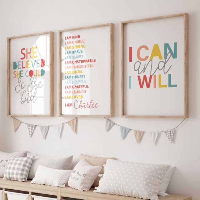 Affirmation Prints Set, Girls Bedroom Decor, Inspirational Wall Art, Affirmation, Motivational, Positive, Inspirational, Art - image 1