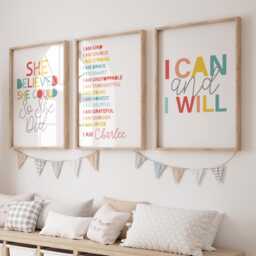 Affirmation Prints Set, Girls Bedroom Decor, Inspirational Wall Art, Affirmation, Motivational, Positive, Inspirational, Art - thumbnail 1