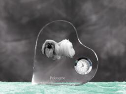 Pekingese - Crystal Clock in The Shape Of A Heart With Image Pure-Bred Dog - thumbnail 1