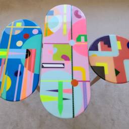Handmade Resin Coffee Tables Colorful Abstract Pop Art End Tables - thumbnail 2