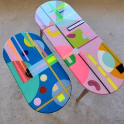 Handmade Resin Coffee Tables Colorful Abstract Pop Art End Tables - thumbnail 4