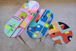 Handmade Resin Coffee Tables Colorful Abstract Pop Art End Tables