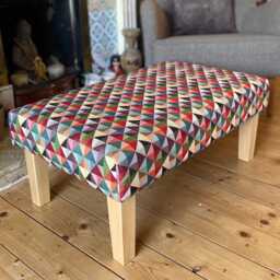 Handmade Fabric Footstool, Upholstered Coffee Table, Foot Stool, Ottoman, Various Patterns & Colours, Beautifully Handmade in The UK