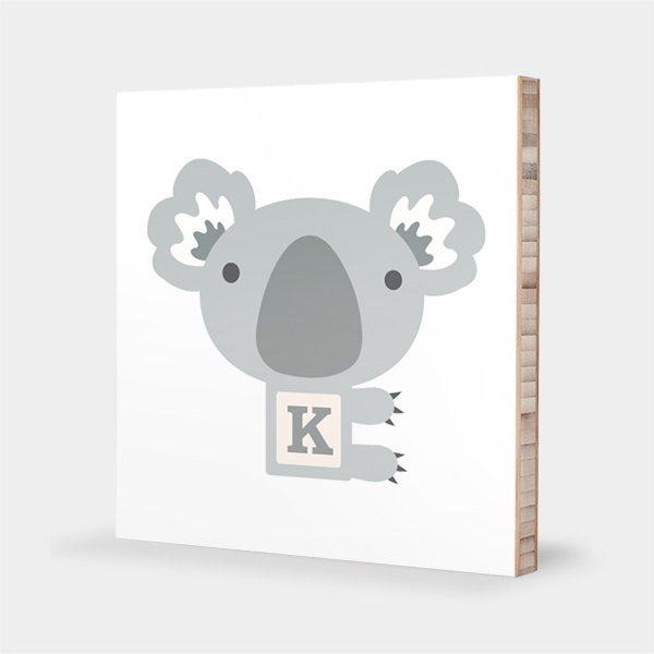 K Is For Koala Abc Block Bamboo Wall Art Series // Alphabet Kids Nursery Room Decor Animal Baby - image 1