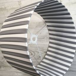 Grey & White Striped Drum Lampshade - Handmade Ribbon Light Shade - thumbnail 3
