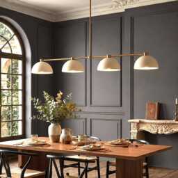 Handmade Brass Mid-Century Modern 4-Light Linear Chandelier For Kitchen Island Dining Room - thumbnail 1