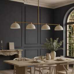 Handmade Brass Mid-Century Modern 4-Light Linear Chandelier For Kitchen Island Dining Room - thumbnail 4