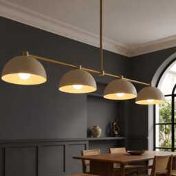 Handmade Brass Mid-Century Modern 4-Light Linear Chandelier For Kitchen Island Dining Room - thumbnail 3