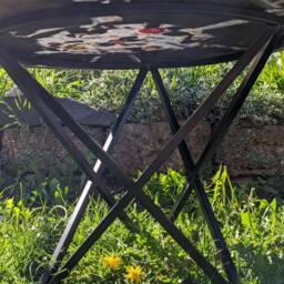 Floral Epoxy Resin Coffee Table Round Wood & Black - thumbnail 4