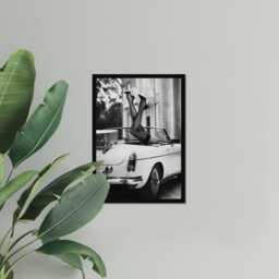 Vintage Classic Sports Car Girl Print, Luxury Woman, Fine Art Photography Wall Art, Museum Quality Black & White Poster - thumbnail 3