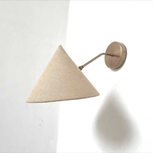 Handmade Fabric Shade Wall Lamp Raw Brass Mid Century Sconce - image 1