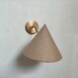 Handmade Fabric Shade Wall Lamp Raw Brass Mid Century Sconce - thumbnail 2