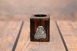 English Cocker Spaniel - Wooden Candlestick With Dog, Souvenir, Decoration, Limited Edition, Collection - thumbnail 1
