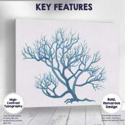 Blue Bare Tree Silhouette Abstract Nature Illustration Canvas Wall Art Print Decor Picture Ready To Hang - thumbnail 1