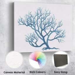 Blue Bare Tree Silhouette Abstract Nature Illustration Canvas Wall Art Print Decor Picture Ready To Hang - thumbnail 2