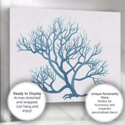 Blue Bare Tree Silhouette Abstract Nature Illustration Canvas Wall Art Print Decor Picture Ready To Hang - thumbnail 3