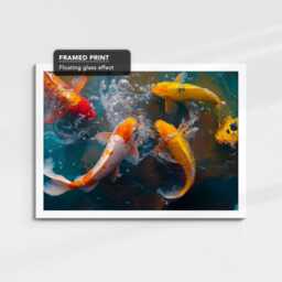 Vibrant Colorful Koi Carp Fish Ocean Sea Painting Framed Poster Print & Canvas Wall Decor Art Bedroom Home Interior Gift - thumbnail 3