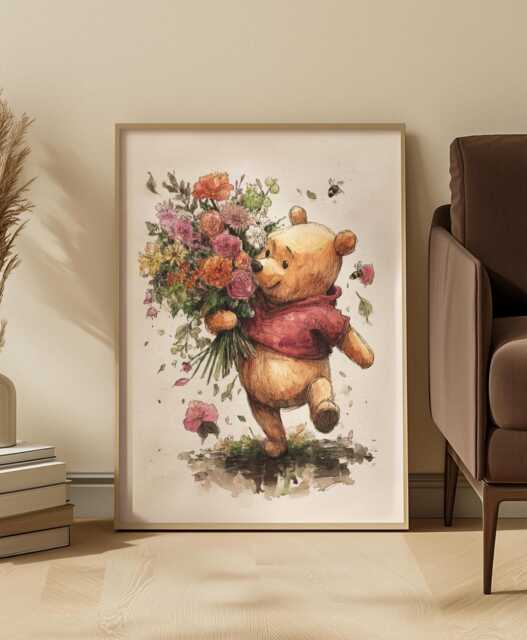 Winnie The Pooh Watercolor Art Print Nursery Or Kids Room Decor - image 1