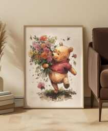 Winnie The Pooh Watercolor Art Print Nursery Or Kids Room Decor - thumbnail 1