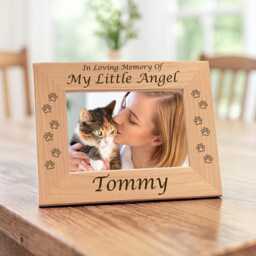 Personalized Cat Memorial Picture Frame - Little Angel Pet Loss Gift Custom Remembrance Saying Keepsake Heartfelt Sympathy Photo Display - thumbnail 2