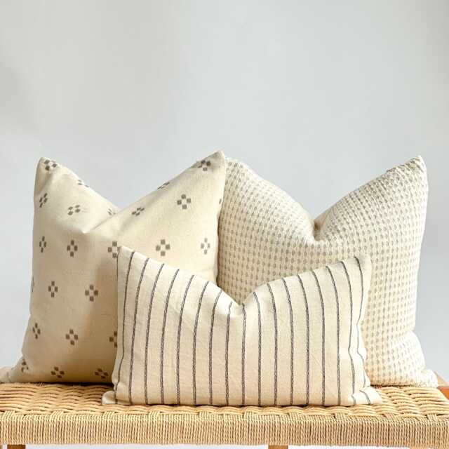 Neutral Boho Pillow Cover Set Textured Beige Decorative Pillows - image 1