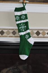 Snowflakes - Red Or Green Hand Knit Christmas Stocking - 2 Sided - thumbnail 1