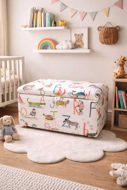Children's Luxury Storage Box in Animal Alphabet Print - image 1