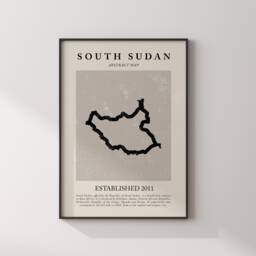 Abstract South Sudan Map Vintage Wall Art Print Picasso + Matisse Inspired Travel Poster Oe - thumbnail 1