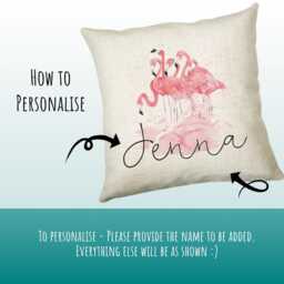 Personalised Pink Flamingo Cushion Gift Printed Name Design - Throw Pillow For Mum Dad Friend Bedroom Birthday Christmas Cs091 - thumbnail 3