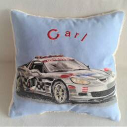 Personalized Pillow 28x28 With Car Design Baby Gift Christmas Gift Children's - thumbnail 3