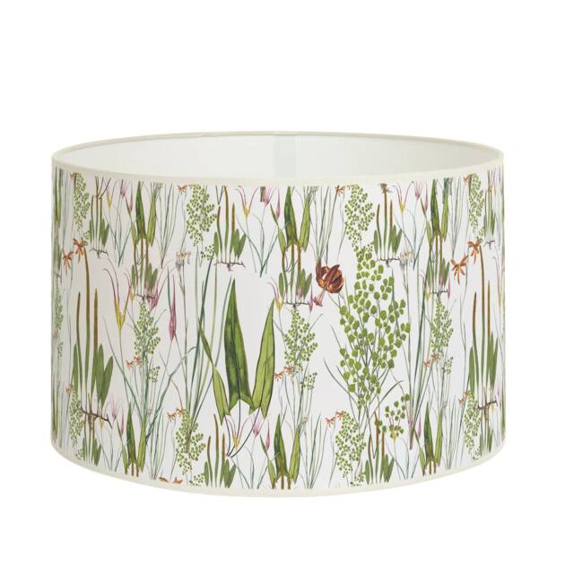Ecological Cylindrical Lampshade, Illustration Of Wild Herbs & Flowers, Green Natural Palette, Available in Lampshade Suspension - image 1