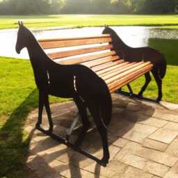 Hand-Crafted Metal Horse Garden Bench Equestrian Outdoor Seating - Personalised Option - thumbnail 3