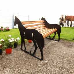 Hand-Crafted Metal Horse Garden Bench Equestrian Outdoor Seating - Personalised Option - thumbnail 1