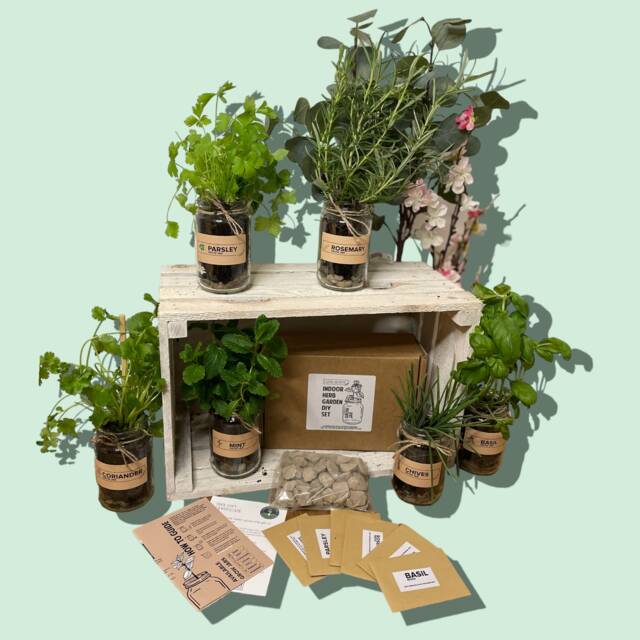 Indoor Herb Garden Grow Your Own Kit - Eco Care Hamper Gift For Her Or Him. Perfect Beginners As A Birthday Gift Christmas - image 1