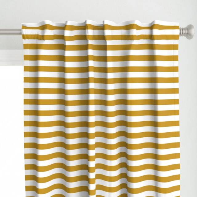 Gold Stripe Curtain Panel - Mustard Yellow Nautical Stripes Custom The New By Booboo_Collective - image 1