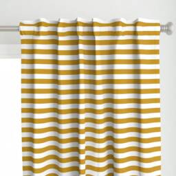 Gold Stripe Curtain Panel - Mustard Yellow Nautical Stripes Custom The New By Booboo_Collective - thumbnail 1