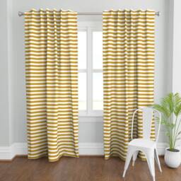Gold Stripe Curtain Panel - Mustard Yellow Nautical Stripes Custom The New By Booboo_Collective - thumbnail 2