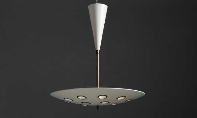 Mid-Century Modern White Starburst Pendant Light - Stilnovo Sputnik Chandelier - image 1