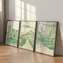 Set Of 3 Hong Kong Posters, Asia City Wall Art, Skyline Print Set, Modern Travel Artwork, Urban Home Decor, Night Cityscape Style - thumbnail 3