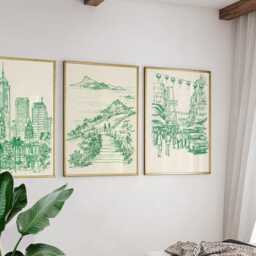 Set Of 3 Hong Kong Posters, Asia City Wall Art, Skyline Print Set, Modern Travel Artwork, Urban Home Decor, Night Cityscape Style - thumbnail 4