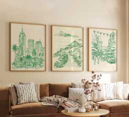 Set Of 3 Hong Kong Posters, Asia City Wall Art, Skyline Print Set, Modern Travel Artwork, Urban Home Decor, Night Cityscape Style