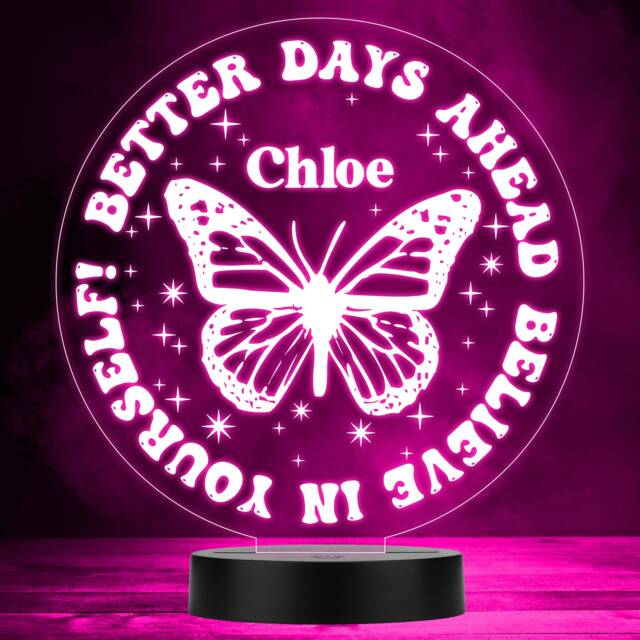 Butterfly Better Days Ahead Stars Multicolour Personalised Gift Led Night Light - Bedroom Lamp - image 1