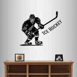 In-Style Decals Wall Vinyl Decal Home Decor Art Sticker Ice Hockey Player Sports Rink Boy Man Kids Room Removable Mural Design 342 - thumbnail 1