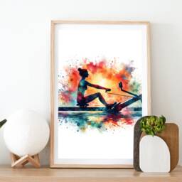 Rowing Woman Watercolour Print - Set Of 3 Gym Girl Posters - Wall Art Women Poster Fitness Decor Home Artwork - thumbnail 2