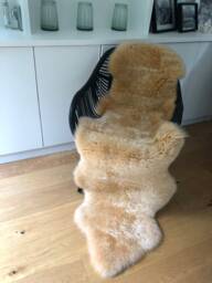 Deep Apricot Doble Length Genuine Sheepskin Rug, Fur, Sheepskin, Bed Throw, Chair Cover, Interior Accessories - thumbnail 1