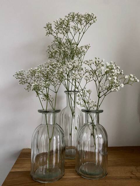 Ripple Glass Bottle Wildflower Vase - Vintage Flower Bud Wedding Table Centrepiece Cut Decoration - image 1
